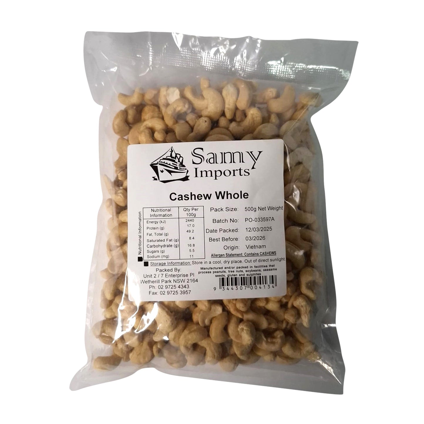 Samy Cashew Whole 500g