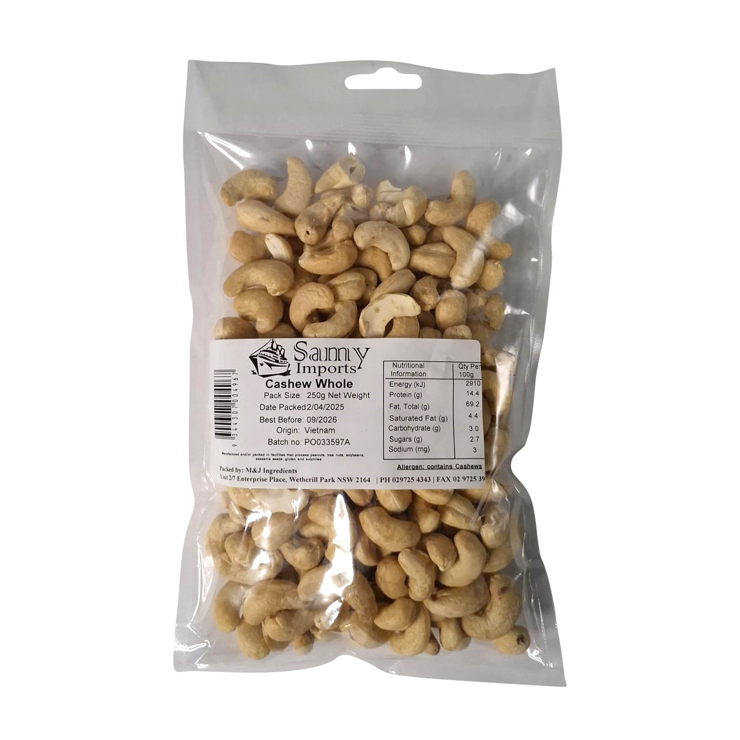 Samy Cashew Whole 250g