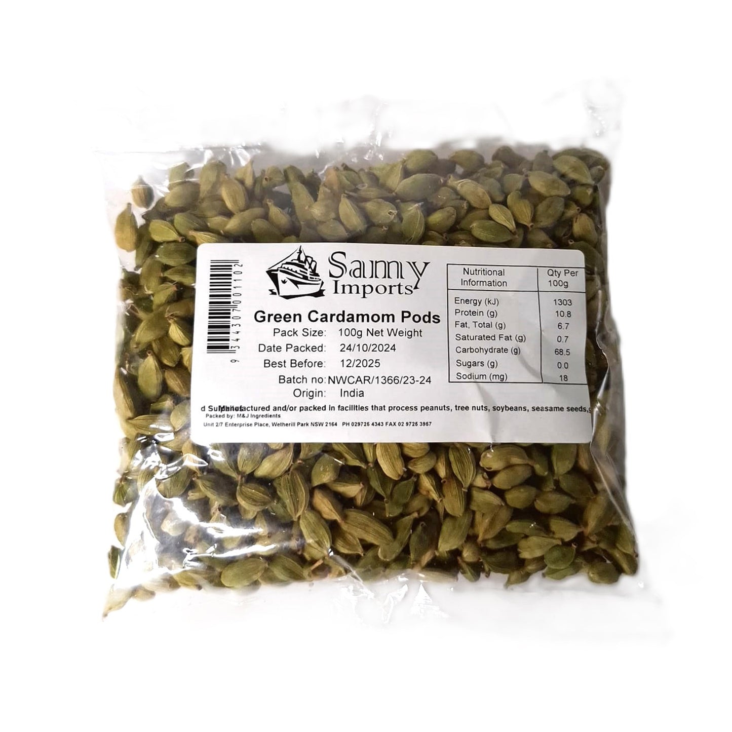 Samy Green Cardamom Whole 100g