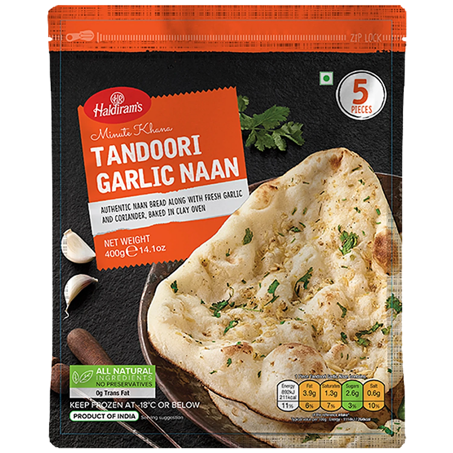 Haldirams Tandoori Garlic Naan 400g