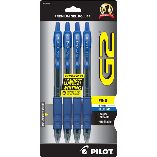 Pilot G-2 Gel Ink Pen 0.7mm 4 Pack