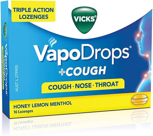 VapoDrops+Cough Honey Lemon Mentho 16pcs