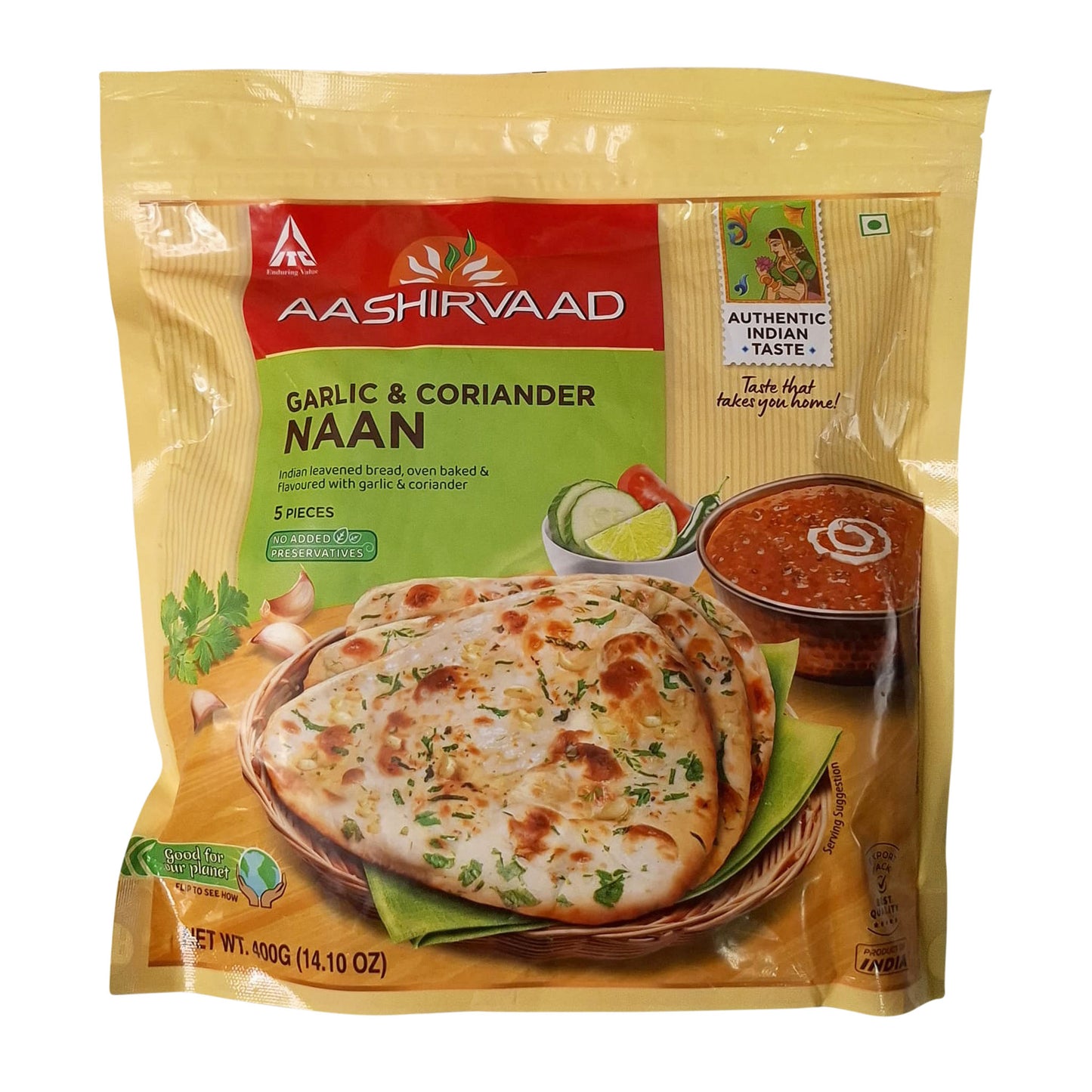 Aashirvaad Garlic & Coriander Naan 400g