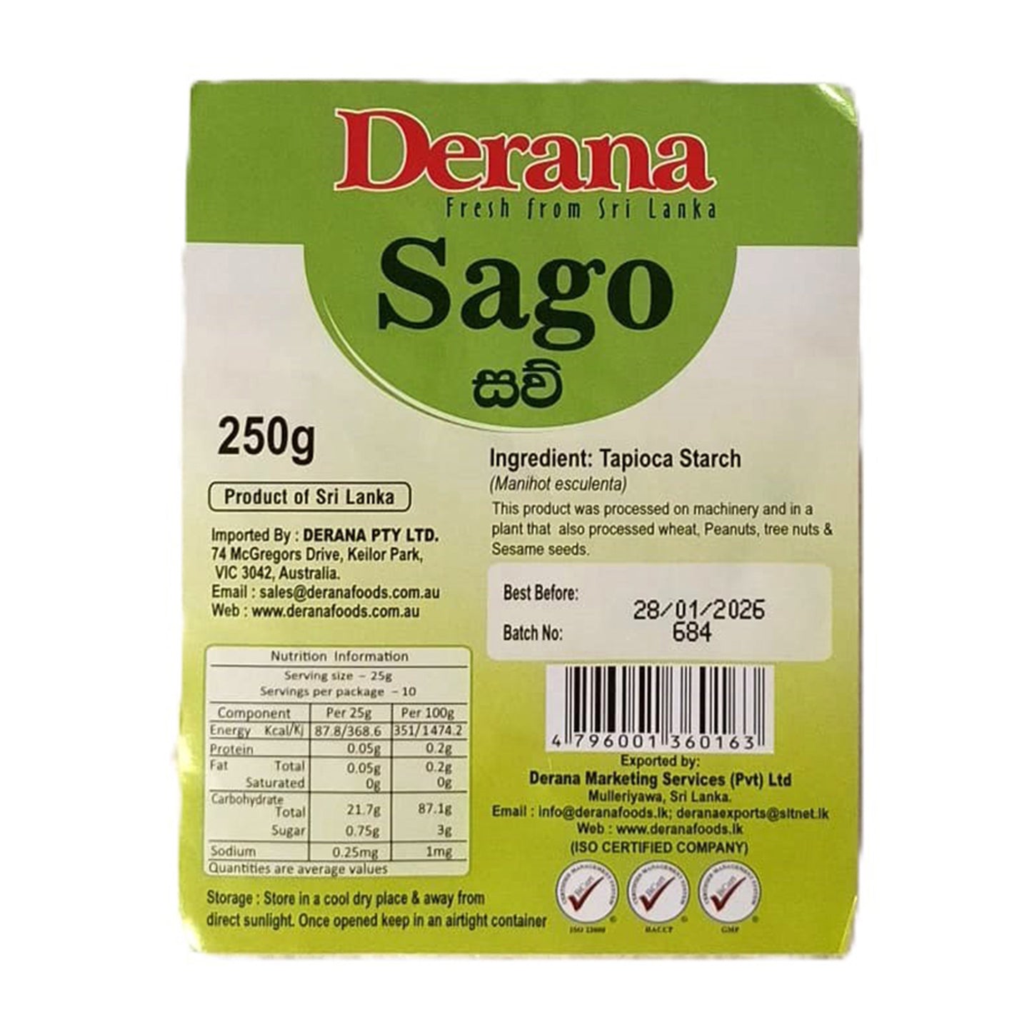 Derana Sago Seeds 250g