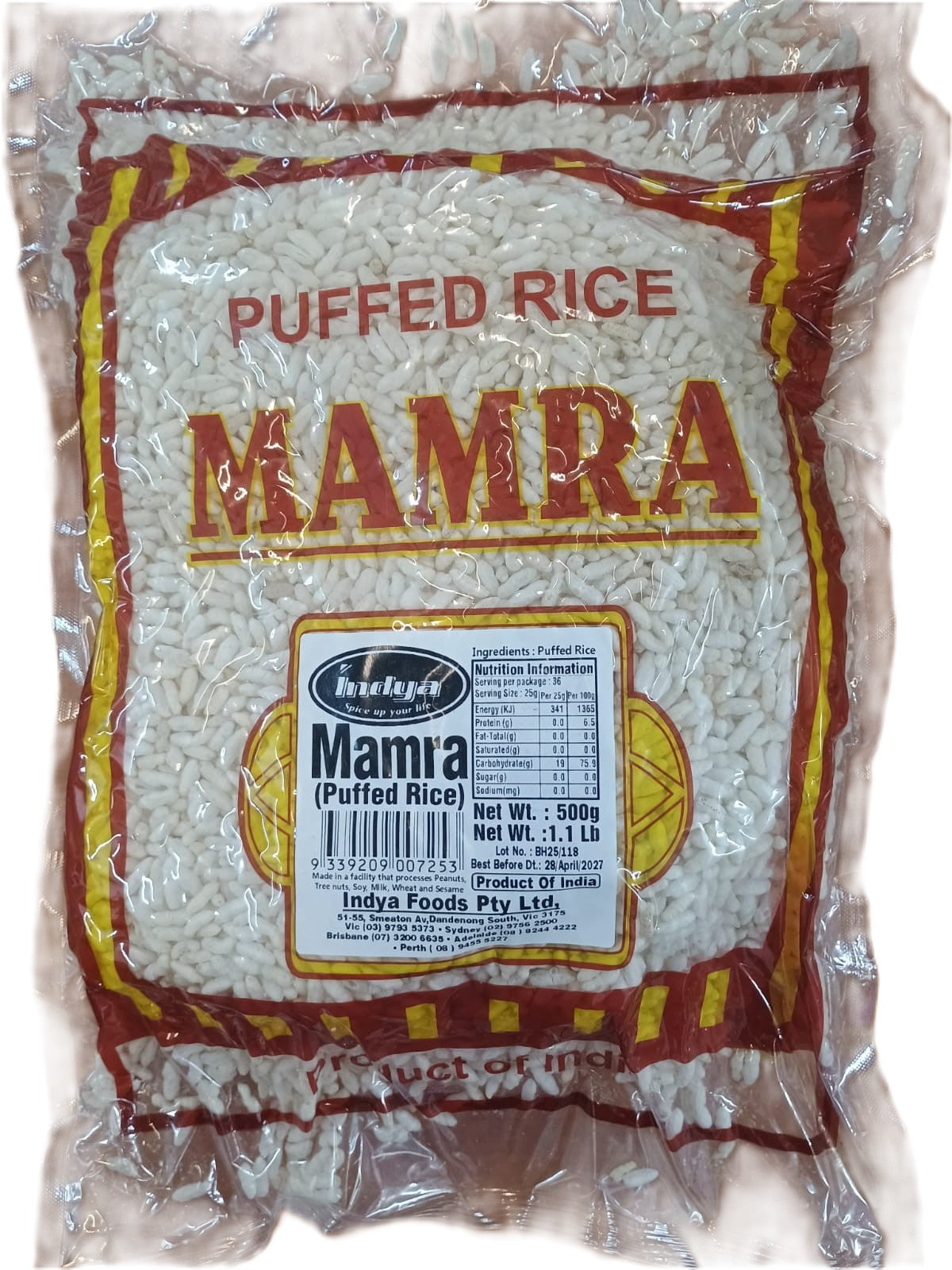 Indya Puffed Rice(mamra) 500g