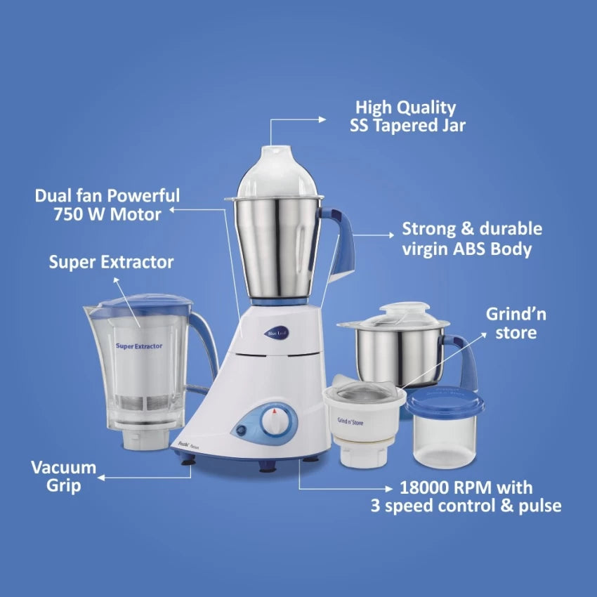 Preethi Blue Mixer Grinder Platinum 750W