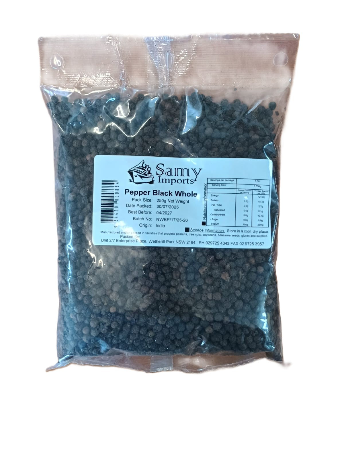 Samy Pepper Black Whole 250g