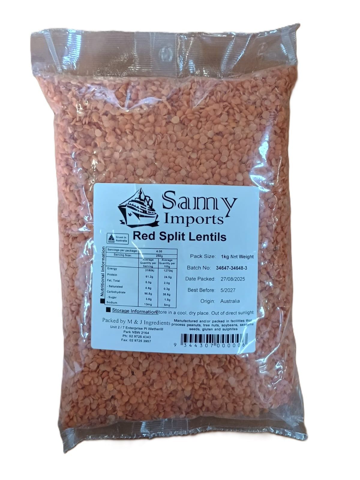 Samy Red Split Lentils 1kg